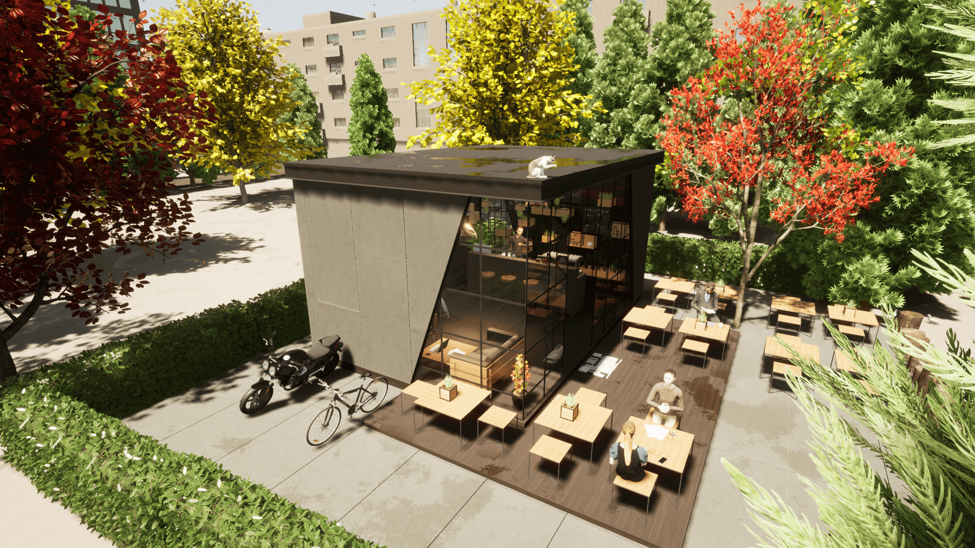 render areo lateral de cafeteria