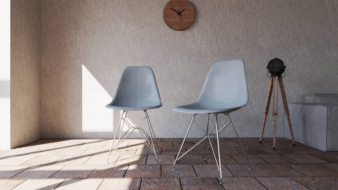 render de interior sillas