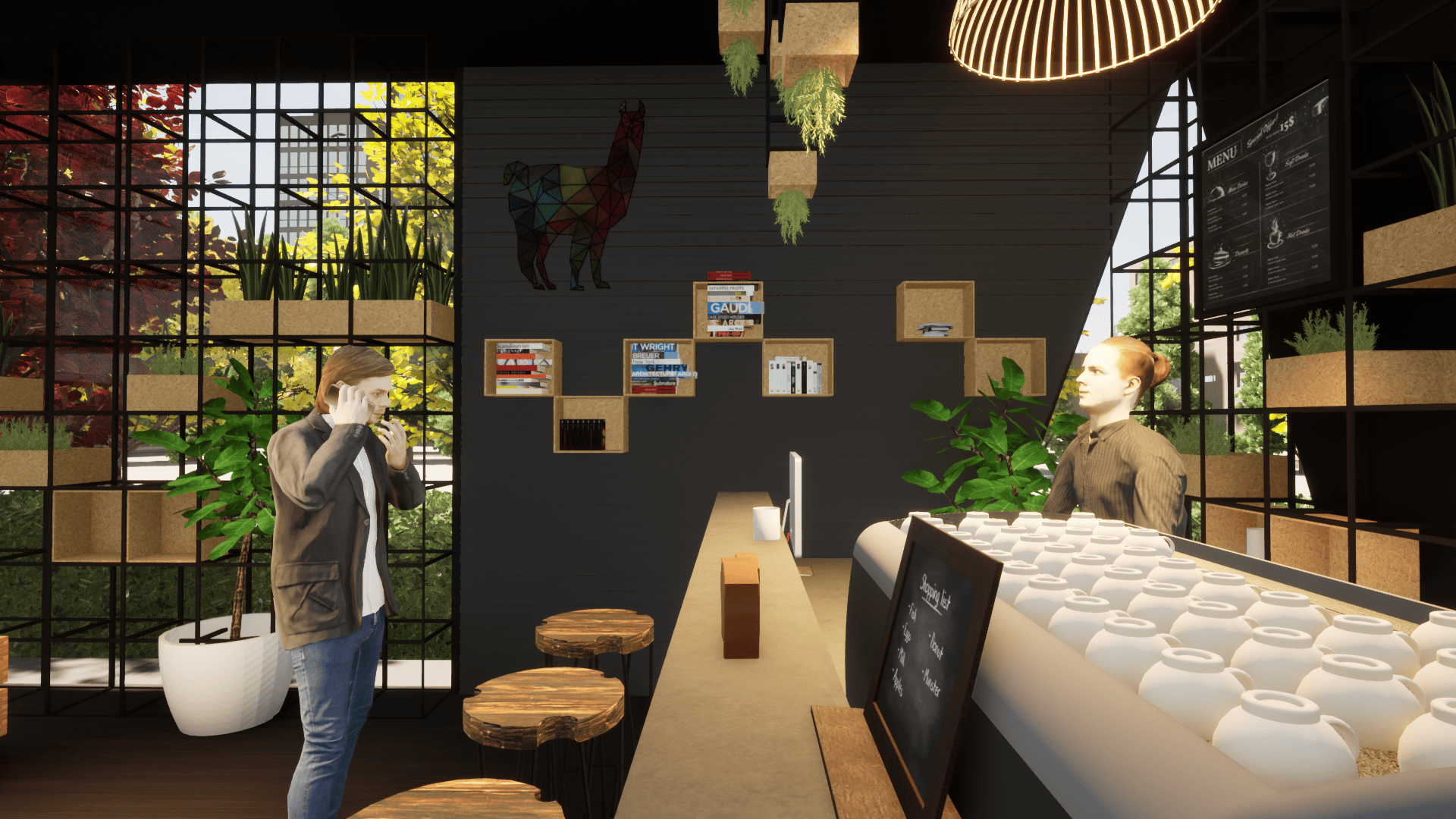 render en la barra de una cafeteria